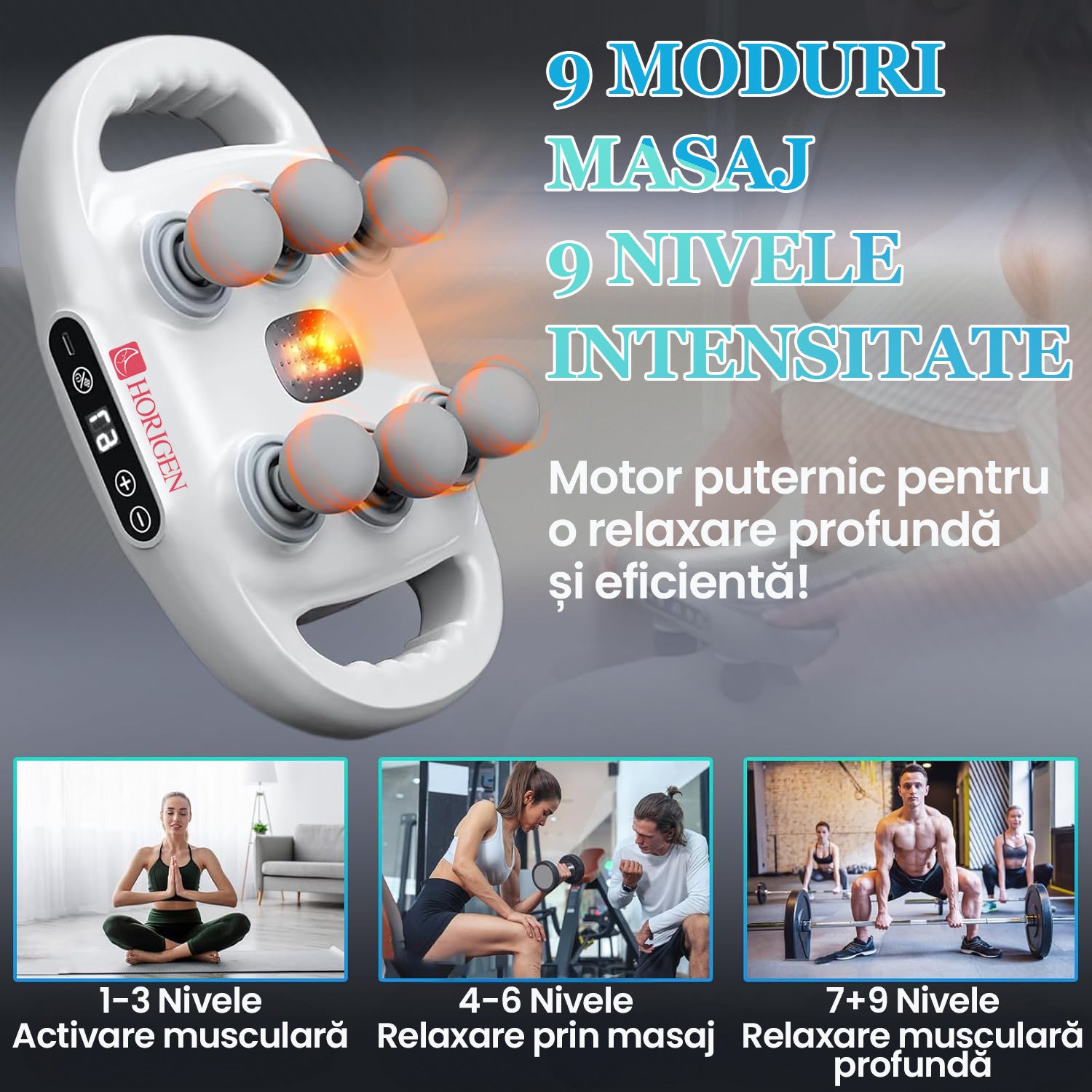 Aparat Pentru Masaj Profesional Cu 6 Capete Horigen MuscleWave Six Aparat Pentru Masaj Profesional Cu 6 Capete Horigen MuscleWave Six